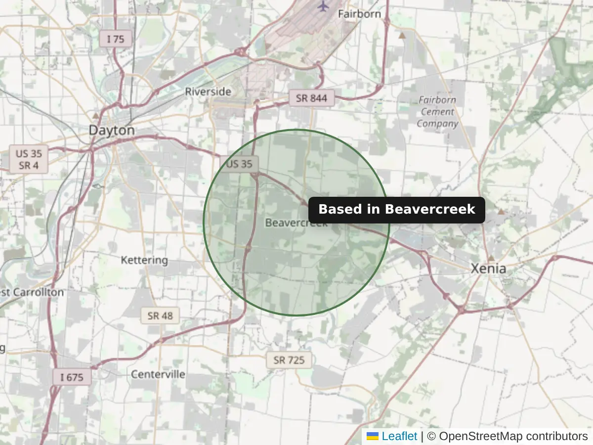 Map of the Dayton area with Beavercreek highlighted, where Do It All is based